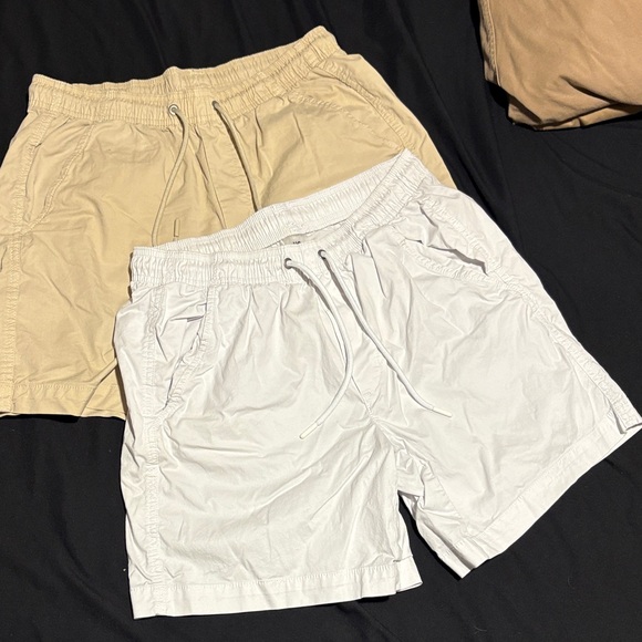 2 pairs of Men's Athletic Shorts - Tan and White - Picture 1 of 5